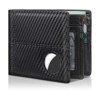 Portafoglio da uomo con supporto AirTag, in pelle bifold con blocco RFID 1-2 ID Windows 12-13, porta carte di credito, confezione regalo e pellicola protettiva inclusi, AirTag non incluso, Nero