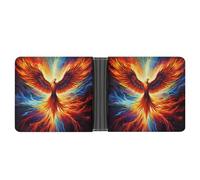 Portafoglio da uomo Fire Bird Phoenix Rising in resistente pelle PU, a due ante con portamonete e organizer sicuro per carte di credito.