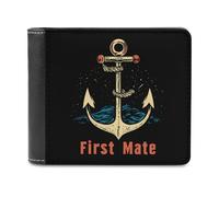 Portafoglio da uomo First Mate Anchors, sottile, a due ante, tasca frontale con 6 finestre per documenti