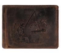 Portafoglio Da Uomo in Pelle Con pescatore, marrone, 12 x 9.5 cm