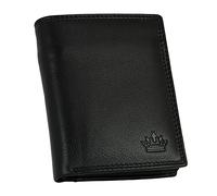 Portafoglio da uomo in pelle con protezione RFID e scomparto segreto, in vera pelle, con confezione regalo, doppia cucitura extra stabile, formato verticale, Nero , s, Formato verticale