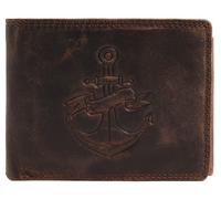 Portafoglio da Uomo in Vera Pelle con Ancora, marrone, 12 x 9 cm