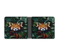 Portafoglio da uomo Jungle Red Panda in resistente pelle PU, a due ante con portamonete e organizer sicuro per carte di credito.