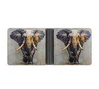 Portafoglio da uomo Majestic Elephant in resistente pelle PU, a due ante con portamonete e organizer sicuro per carte di credito.