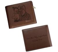 Portafoglio Da Uomo Personalizzato Con Testo Fotografico, Portafoglio Bifold In Pelle Minimalista Personalizzato, Portafoglio Da Uomo Con Testo Inciso Personalizzato, Regalo Per La Festa Del Papà