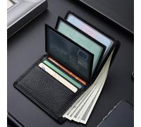 Portafoglio da uomo piccolo con goffratura a litchi, porta carte di credito e banconote, bifold, regalo per il papà, minimalista, fashion, moderno, affari, anniversario, San Valentino, compleanno, reg