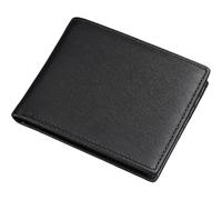 Portafoglio da uomo vintage in pelle con blocco portamonete e scomparti per carte di credito, portafoglio corto per uomo portamonete, Pelle tinta unita nera, As shown