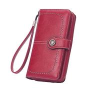 Portafoglio da viaggio da donna, portafoglio lungo, multifunzione, grande capacità (rosso, taglia unica)