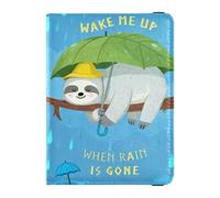 Portafoglio da viaggio in pelle con gufo addormentato di notte grande capacità portafoglio da viaggio per donne accessori da viaggio, Bradipo sotto la pioggia, Taglia unica, Moda