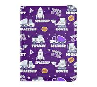 Portafoglio da viaggio in pelle con motivo di veicoli da costruzione a tema spaziale Coperture per passaporto nascoste sicure per le donne Accessori indispensabili per viaggi