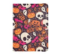 Portafoglio da viaggio in pelle rosa con teschio di Halloween leopardo porta passaporto impermeabile porta soldi e carte per documenti di viaggio in famiglia