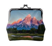 Portafoglio da viaggio minimalista con stampa del parco nazionale Grand Teton, piccola custodia per escursioni ed escursioni all'aperto, Nero , Taglia unica, Portamonete