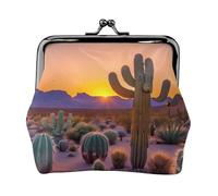 Portafoglio da viaggio minimalista con stampa di tramonti nel deserto di cactus, piccola custodia per escursioni ed escursioni all'aperto, Nero , Taglia unica, Portamonete
