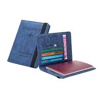 Portafoglio da viaggio multiuso neutro per passaporto a tre pieghe portadocumenti a quadri (blu, taglia unica)