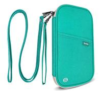 Portafoglio da Viaggio Porta Passaporto Familiare Porta Documenti Blocco RFID & Organizer per 5 Passaporti, Carte d'Identità, Carte di Credito, Biglietti Aerei, Denaro (Lago verde)