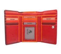 Portafoglio di pelle tri-fold. Visconti collezione Rainbow BORA Blocco RFID RB43 Rosso Multi