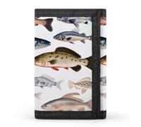 Portafoglio Different Fish con tasca frontale sottile e porta carte di credito, elegante portafoglio a tre ante per uomo e donna