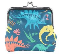 Portafoglio Dino colorato personalizzato da donna, in pelle, fibbia carina, lucchetto da bacio, borsa per cambio valuta Dino, ruggito colorato, taglia unica, Ruggito colorato Dino, Taglia unica