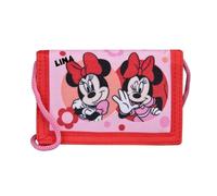 Portafoglio Disney Minnie Mouse da ragazza, personalizzabile con nome, portafoglio da appendere per bambini, fiori rosa, Einheitsgröße, Classico
