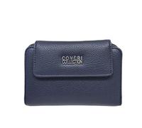 Portafoglio Donna due zip in Ecopelle Colorato pratico funzionale Portamonete Soldi Carte e Documenti Logo in Metallo COVERI COLLECTION Dimensioni 14X9X2 cm ART. 05-7 (BLU)