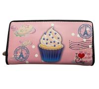 PORTAFOGLIO DONNA IN ECOPELLE PORTA DOCUMENTI E CARTE SOGGETTO CUPCAKE CM 19X10