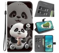 Portafoglio Donna per Redmi 9 Activ Christmas Custodia Cellulare Borsetta Tracolla Donna Piccola in Pelle PU Borsetta Porta Cellulare con Corda in Mano Tasca per Monete,Panda carino