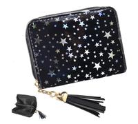 Portafoglio donna piccolo, impermeabile stella nera piccoli portafogli con zip nappa amore Pendente moneta borsa per le donne ragazze adolescente