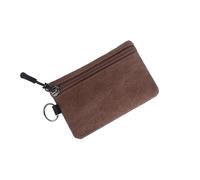 portafoglio donna piccolo Mini borsa a portafoglio for monete in tela da 2 pezzi Borsa for chiavi con cerniera in tinta unita Portamonete for soldi Donna Uomo Portacarte piccolo(Dark Brown)