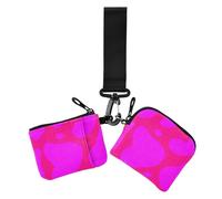 Portafoglio doppio da donna, design pesca e viola, porta biglietti da visita mini porta biglietti da visita alla moda con portachiavi per donna, 2 pezzi, Design scontro color pesca e viola, 1 size,