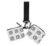 Portafoglio doppio da donna Tai Chi nero e bianco per biglietti da visita, piccolo portamonete staccabile, con cinturino da polso, per lavoro e viaggi, confezione da 2, Tai chi in bianco e nero, 1