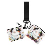 Portafoglio doppio da polso da donna con stampa di porcellini d'India, piccolo portafoglio staccabile con tasca con cerniera per donne, 2 pezzi, pittura artistica con porcellino d'India, 1 taglia,