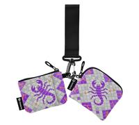 Portafoglio doppio da polso in stile Scorpione viola grigio per le donne sottile portatile porta carte di credito organizer con cinturino da polso per le signore 2 confezioni monedero para tarjetas de