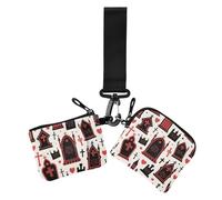 Portafoglio doppio gotico rosso e nero con croce di bara di Halloween da donna porta biglietti da visita carino moda cerniera contanti portamonete con portachiavi per donna 2 pezzi, Croce gotica rossa