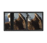 Portafoglio Eagle Trifold per uomo e donna, sottile, con protezione RFID, 8 scomparti per carte, 1 scomparto per banconote e 1 finestra per documenti, portafogli tascabili, tasca per monete con cern
