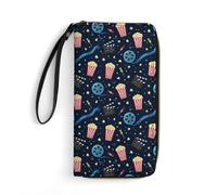 Portafoglio elegante da donna, chiusura con cerniera, scomparto per carte di credito e documenti, design leggero e portatile, ideale per i viaggi, perfetto per film e popcorn al cinema.