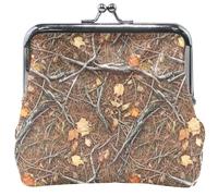 Portafoglio elegante da uomo e da donna, in pelle, realistico rami secchi, marrone, lucchetto da bacio, portafoglio per carte di credito, portafogli di cambio, 11,5 cm x 10,5 cm