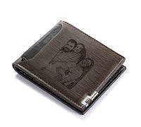 Portafoglio Foto Pelle Personalizzato per Uomo con Testo Data Incise Carte Portafogli per Amico di Famiglia Regalo Figlio per San Valentino Festa del Papà (Portafogli 3)