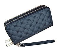 Portafoglio Grande Doppia Cerniera Donna Ecopelle Borsellino Donna Portafoglio Lungo con Tasca per Cellulare Multi-carte