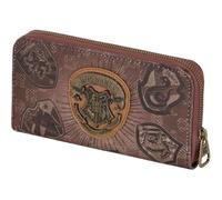 Portafoglio Harry Potter Donna/Uomo con Zip Portamonete e Porta Carte con Scomparti e Tasca Monete Design Case Hogwarts Marrone 10 x 15,5 x 2,5 cm Idea Regalo Fan Saga