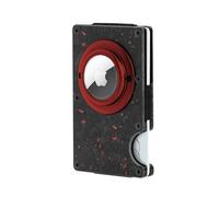 Portafoglio in fibra di carbonio con porta AirTag - RFID Blocking Slim Wallet for Men - Minimalist Front Pocket Card Holder - Fit 12 Cards - AirTag Not Included, cremisi, Pocket Size, Money Clip