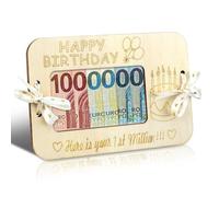 Portafoglio in legno con scritta in inglese "Your First Million", regalo di compleanno per denaro in contanti, in legno, Stile 1