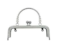 Portafoglio in metallo DIY Cornice for borsa in metallo retrò multicolore con chiusura a bacio 18/20 cm for artigianato fai-da-te(Silver-18cm)