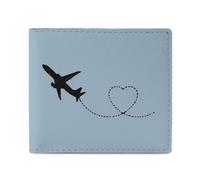 Portafoglio in pelle a forma di cuore con aeroplano e porta carte di credito, per viaggi d'affari, Stile:, Taglia unica