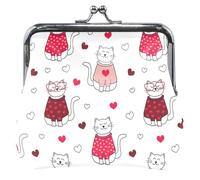 Portafoglio in pelle bianca per le donne, carino e carino animale con serratura bacio per ragazze, Lovely Cats White, UNITALLA Lovely Cats White, UNITALLA Classic, Lovely Cats White, Taglia unica