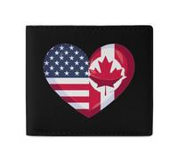 Portafoglio in pelle con bandiera canadese USA a forma di cuore portafoglio carino porta carte per viaggi d'affari, Stile:, Taglia unica
