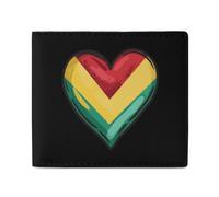 Portafoglio in pelle con bandiera della Guyana a forma di cuore con porta carte carino per viaggi d'affari, Stile:, Taglia unica