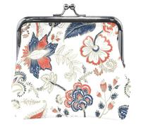 Portafoglio in pelle con fibbia e chiusura a bacio con motivo floreale e stile classico, colore bianco, classico Floral White, UNITALLA Classic, Classic Floral White, UNITALLA Classic, Classico