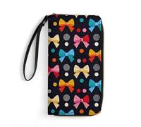 Portafoglio in pelle con fiocchi colorati e pois, pochette da donna con cin