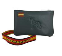 Portafoglio in pelle con i colori della Bandea della Spagna. Portamonete spagnolo fatto artigianalmente. Include portachiavi e bracciale in Spagna., levriero verde, Classico