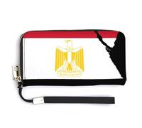 Portafoglio in pelle con mappa della bandiera dell'Egitto, alla moda, con cinturino da polso, per uomo e donna, Stile:, 20.0*10.5cm